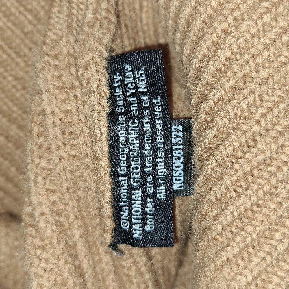 Vintage National Geographic Knit Sweater Patches Wool Pullover Cowl Neck Med - Picture 9 of 11